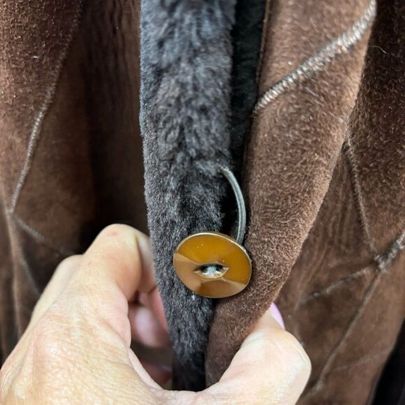 Ladies Marco Gianotti Suede and Shearling Hooded Parka Size Large - Picture 8 of 16